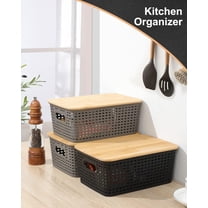 6 Pack Plastic Storage Bins with  Lids for Pantry, Closet, Office, Home Organization