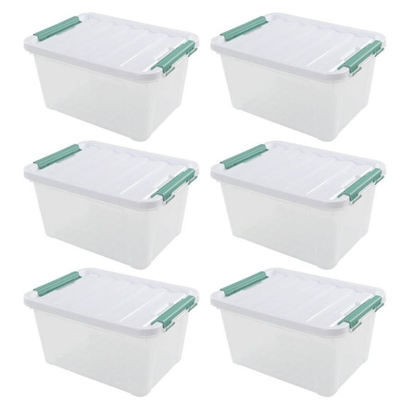 6 Pack Plastic Storage Box, 20 Qt Storage Container with Lid 20 Quart