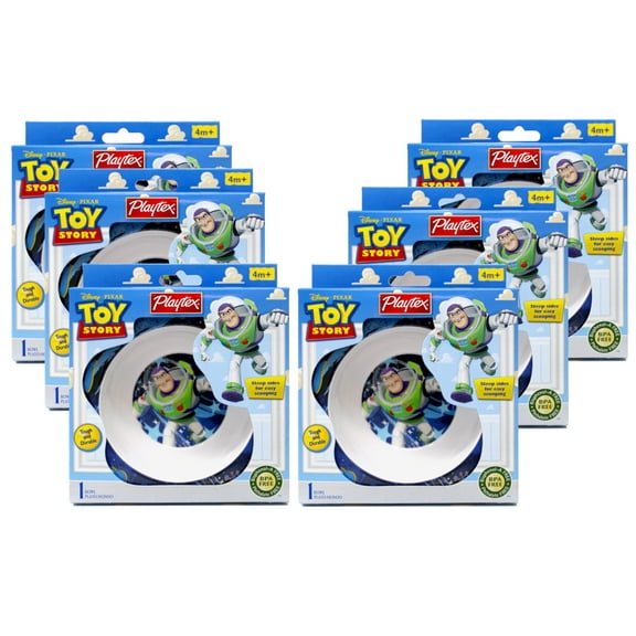 6 Pack - Playtex Toy Story Bowl,Steep sides for easy scooping, BPA Free, Designs May Vary