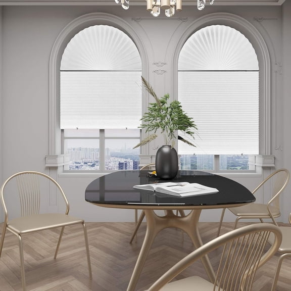 6-Pack Pleated Paper Temporary Shades Light Filtering Cut to Size Temporary Paper Blinds for Indoor Windows of Office, Bedroom, Bathroom, Living Room, 48" W x 72" H, White