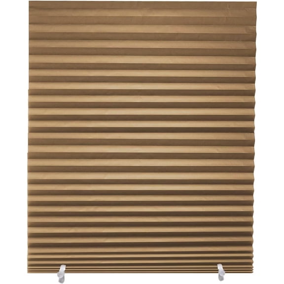 6-Pack Pleated Paper Temporary Shades, Light Filtering Cut to Size Paper Blinds for Indoor Windows, Brown, 48" W x 72" H