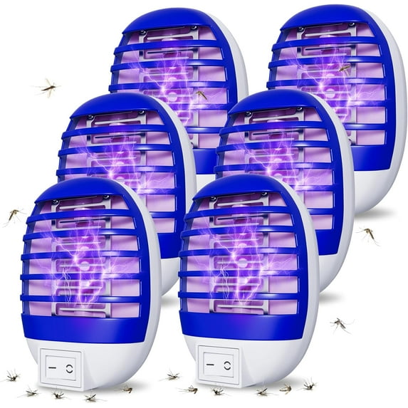 6 Pack Plug in Bug Zapper Indoor Flying Trap Indoor, Electronic Mosquito Zappers Gnat with LED Light for Patio, Bedroom, Kitchen