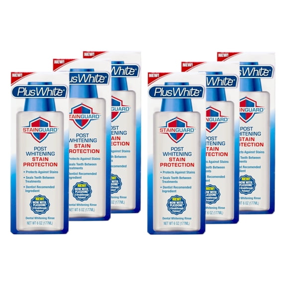 6 Pack - Plus White Post Whitening Stain Rinse - Protects Against Smoking, Wine, & Coffee - Dentist Recommended Whitening Teeth Rinse, 6 oz