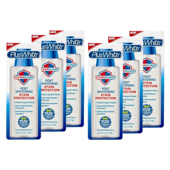 6 Pack - Plus White Post Whitening Stain Rinse - Protects Against Smoking, Wine, & Coffee - Dentist Recommended Whitening Teeth Rinse, 6 oz