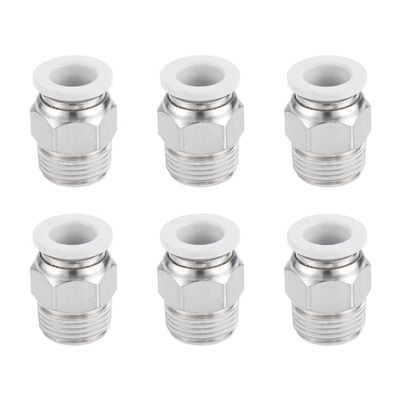 Uxcell 6 Pack Pneumatic Fitting PC10-03 10mm Tube OD x 3/8" PT Push Connect Straight Fitting for 3D Printer White