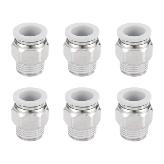6 Pack Pneumatic Fitting, PC12-03 12mm Tube OD x 3/8 Inch PT Push to Connect Pneumatic Tube Fittings, Straight Through Fitting for 3D Printer, White