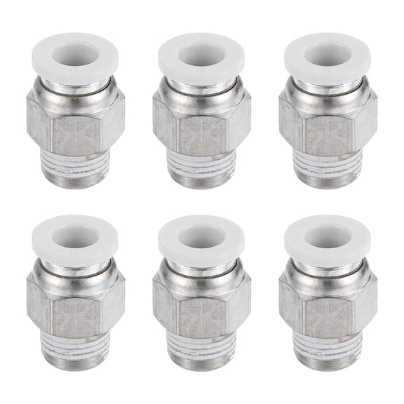 6 Pack Pneumatic Fitting, PC6-01 6mm Tube OD x 1/8 Inch PT Push to Connect Pneumatic Tube Fittings, Straight Through Fitting for 3D Printer, White
