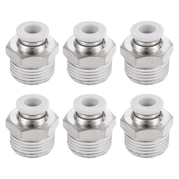 6 Pack Pneumatic Fitting, PC6-03 6mm Tube OD x 3/8 Inch PT Push to Connect Pneumatic Tube Fittings, Straight Through Fitting for 3D Printer, White