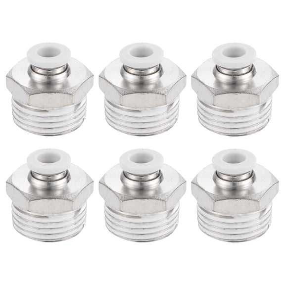 6 Pack Pneumatic Fitting, PC6-04 6mm Tube OD x 1/2 Inch PT Push to Connect Pneumatic Tube Fittings, Straight Through Fitting for 3D Printer, White