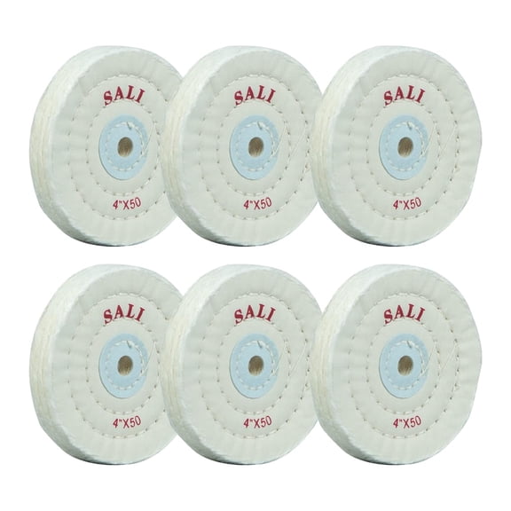 6 Pack Polishing Wheel for Bench Grinder Buffing Wheel 4 inch White Cotton (50 Ply) for Buffer Polisher Medium Polish Pad with 1/2 Inch Arbor Hole