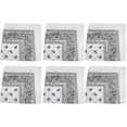 thumbnail image 1 of 6 Pack Polyester Bandanas with Paisley Print Durable and Fast-Drying (White), 1 of 2