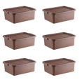 thumbnail image 1 of 6-Pack Polypropylene Bus Tub with Cover, Durable Bus Box for Professional Food Service Use, Plastic Restaurant Tub,  Tote Box for Food Service or Transporting, (20" x 15" x 7"), Brown, 1 of 6