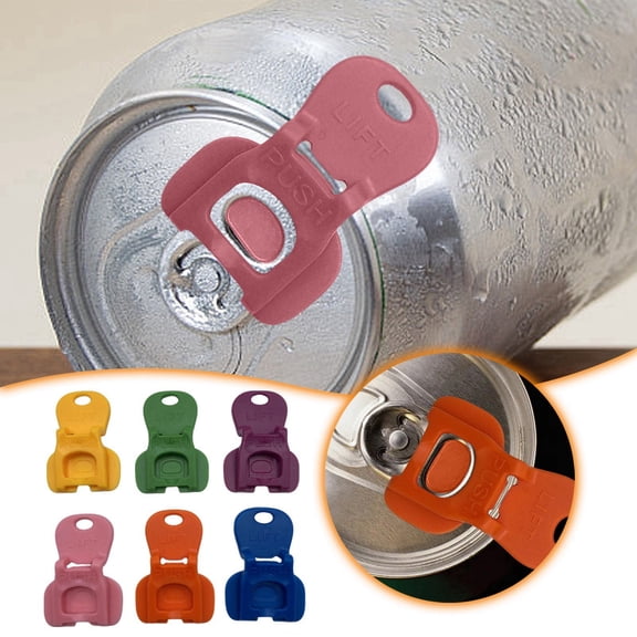 6-Pack Portable Plastic Soda Can Opener, Dual Function Drink Can Seal Saver, Mini Compact Beverage Tab Lifter Tool for Home Kitchen Picnic Camping Travel Party Daily