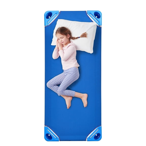 6-Pack Portable Toddler Cots, Standard 52"x23" Nap Beds for Daycare&Preschool - Stackable, Easy Storage, Blue