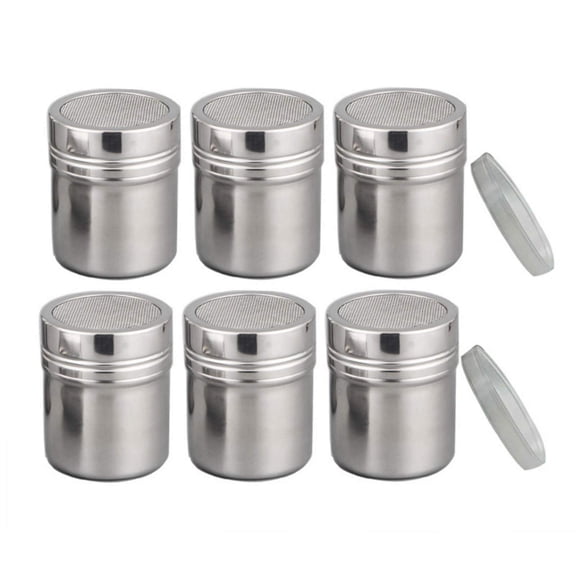 6 Pack Powdered Sugar Shaker Duster, Cinnamon Shaker Flour Sifter, Fine Mesh Stainless Steel Dredge for Baking Soda Flour Cinnamon Cocoa