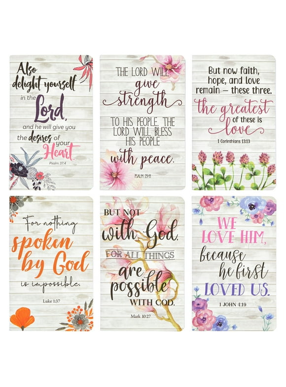 6 Pack Prayer Journals for Women - 5x8 Christian Notebooks Bulk with Inspirational Bible Verse Scripture (Floral Designed, 80 Pages)