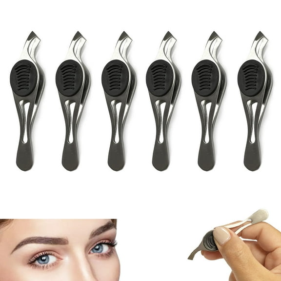 6 Pack Precision Stainless Steel Slant Tweezers Eyebrow Removal Angled Tip Grip
