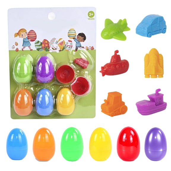 6 Pack Prefilled Easter Eggs with Mini Animals, Plastic Easter Eggs Filled, Perfect for Easter Egg Hunt Game, Basket Fillers, Party Favor Supplies