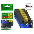 thumbnail image 1 of 6/Pack - Premium Compatible with TZe-611 Black on Yellow 1/4 p-touch Label tape, 6mm laminated replacment TZe611 tape, TZ611 0.23" black ink on yellow label with color/size guide., 1 of 2