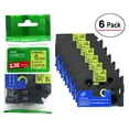 thumbnail image 1 of 6/Pack - Premium Compatible with TZe-C11 Black on Fluorescent Yellow 1/4 p-touch Label tape, 6mm laminated replacment TZeC11 tape, TZC11 0.23" black ink on bright yellow label., 1 of 1
