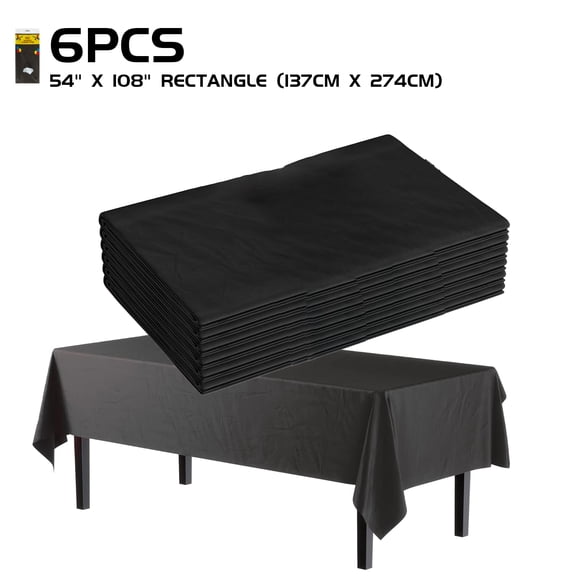 6 Pack Premium Plastic Tablecloths, 54 x 108 Inch Rectangle Disposable Solid Color Waterproof Table Covers for Party Wedding Birthday Banquet Dining Table Decor
