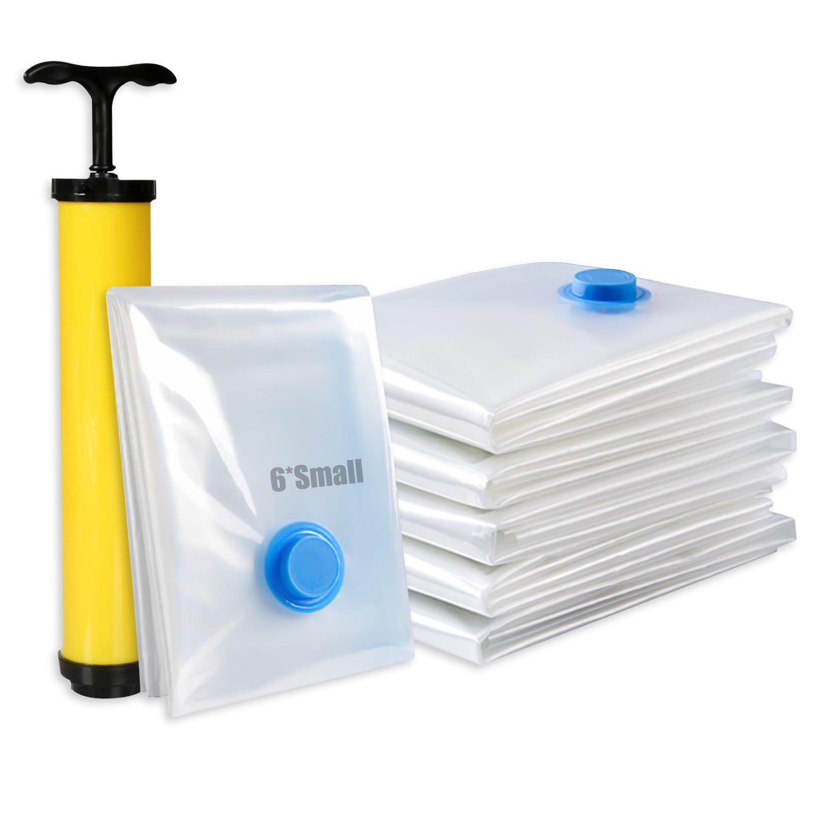 6 Pack Premium Vacuum Storage Bags with Free Travel Hand Pump,Double