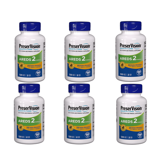6 Pack - PreserVision AREDS 2 Eye Vitamin & Mineral Supplement with OCUSorb, Contains Lutein, Zeaxanthin, Vitamin C, Zinc, Copper & Vitamin E, Eye Health Supplements for Adults, 120 Soft Gels
