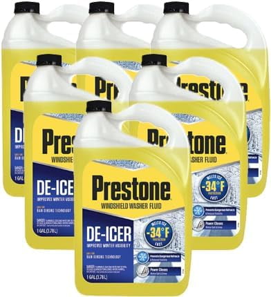 6 Pack Prestone Windshield Washer Fluid With De-Icer Good To -34* Fahrenheit 1 Gallon Jugs