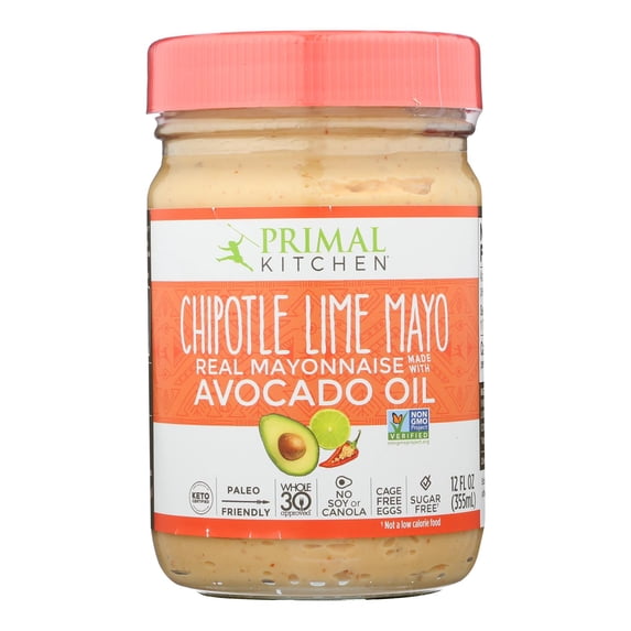 (6 Pack) Primal Kitchen GMO-Free Chipotle Lime Real Mayo, 12 Fl Oz