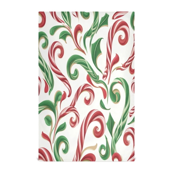 6 Pack Printed Kitchen Dish Towels Soft and Absorbent Dish Cloths Washing Drying Dishes Red and Green Candy-cane