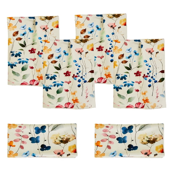 6 Pack Printed Microfiber Kitchen Towels, 17.7 x 26 in Dish Towels for Drying Dishes, Absorbent Reusable Tea Towels for Cleaning, Cute Pattern (Floral)