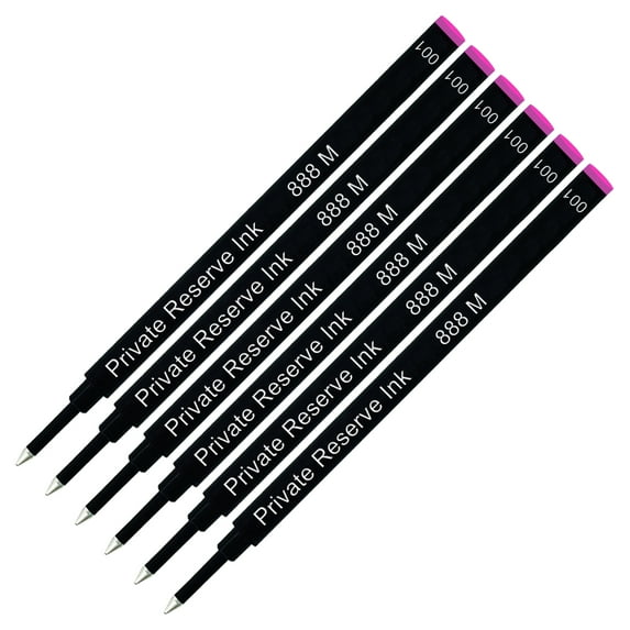 6 Pack - Private Reserve Ink Schmidt 888 Rollerball Refill Magenta Ink, Medium Tip
