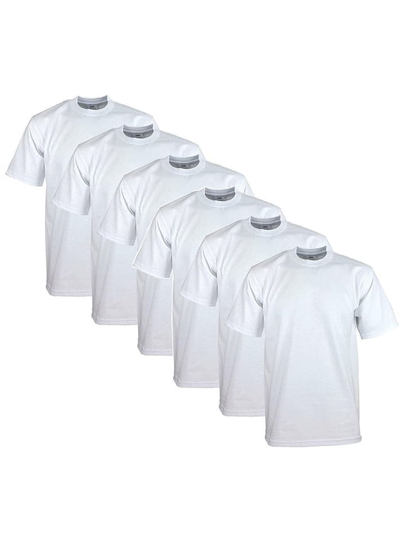 Men's 6-Pack Heavyweight Cotton Short Sleeve Crew Neck T-Shirt