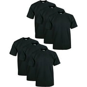 6 Pack Pro Club Men's Heavyweight Short Sleeve Tee T-Shirt - Black - X-Large