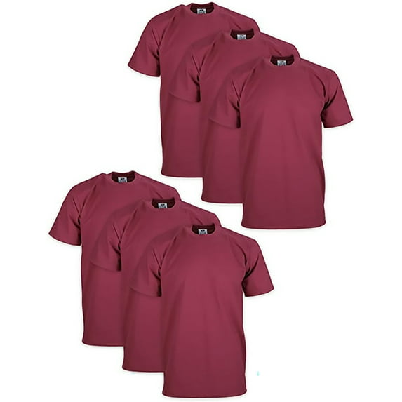6 Pack Pro Club Men's Heavyweight Short Sleeve Tee T-Shirt - Maroon - XX-Large