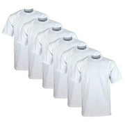 6 Pack Pro Club Men's Heavyweight Short Sleeve Crew Neck T-Shirt - White - Large