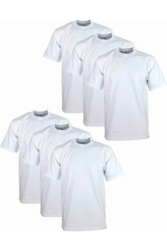 Men's 6-Pack Heavyweight Cotton Short Sleeve Crew Neck T-Shirt