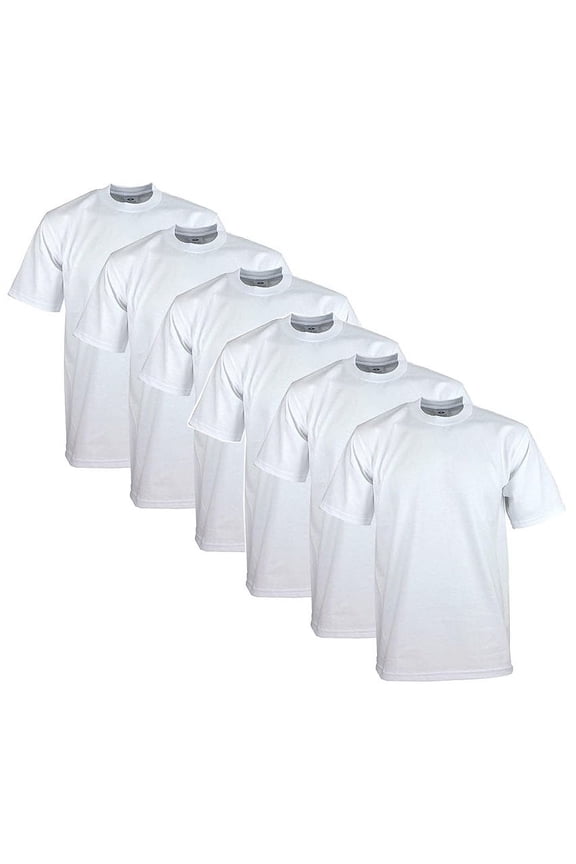6 Pack Pro Club Men's Heavyweight Short Sleeve Tee T-Shirt - Snow White - X-Large