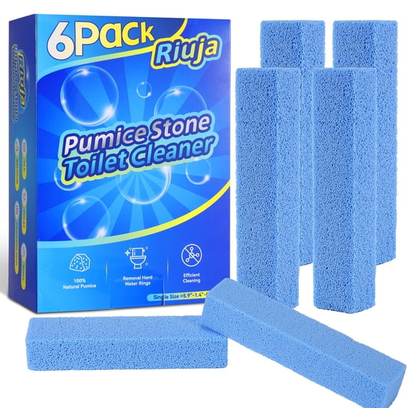 6 Pack Pumice Stone Toilet Bowl Cleaner, Toilet Cleaning Stone with Handle, Removes Hard Water Stains, Mineral Deposits, Rust and Limescale, Safe for Toilets, Pool Tiles, Grills, Bathtubs and Sinks