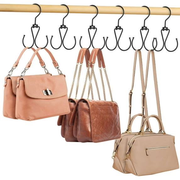 6 Pack Purse Hanger Bag Organizer for Closet, Heavy Duty Rotatable ...
