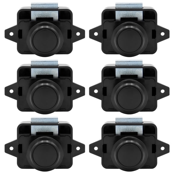 6 Pack Push Button Cabinet Lock, RV Door Latch with Zinc Alloy Bolt, Motorhome Storage Compartment Hardware, Marine Grade Push to Close Latch with Mounting Screws
