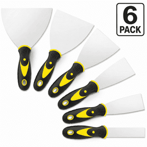 6 Pack Putty Knife, 1” 1.5” 2” 3” 4” 5” Spackle Knives, Premium Stainless Steel Paint Scraper, Perfect Tools for Repairing Drywall, Removing Wallpaper, Applying Mud Plaster