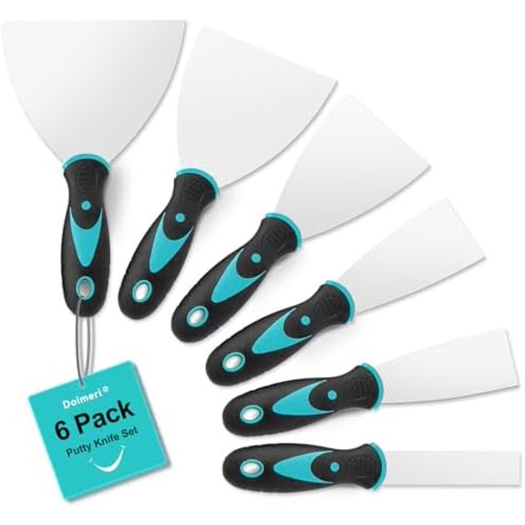 6 Pack Putty Knife, 1 1.5 2 3 4 5 Spackle Knives, Premium Stainless Steel Paint Scraper, Perfect Tools for Repairing Drywall, Removing Wallpaper, Applying Mud or Plaster$$Tools & Hardware Other