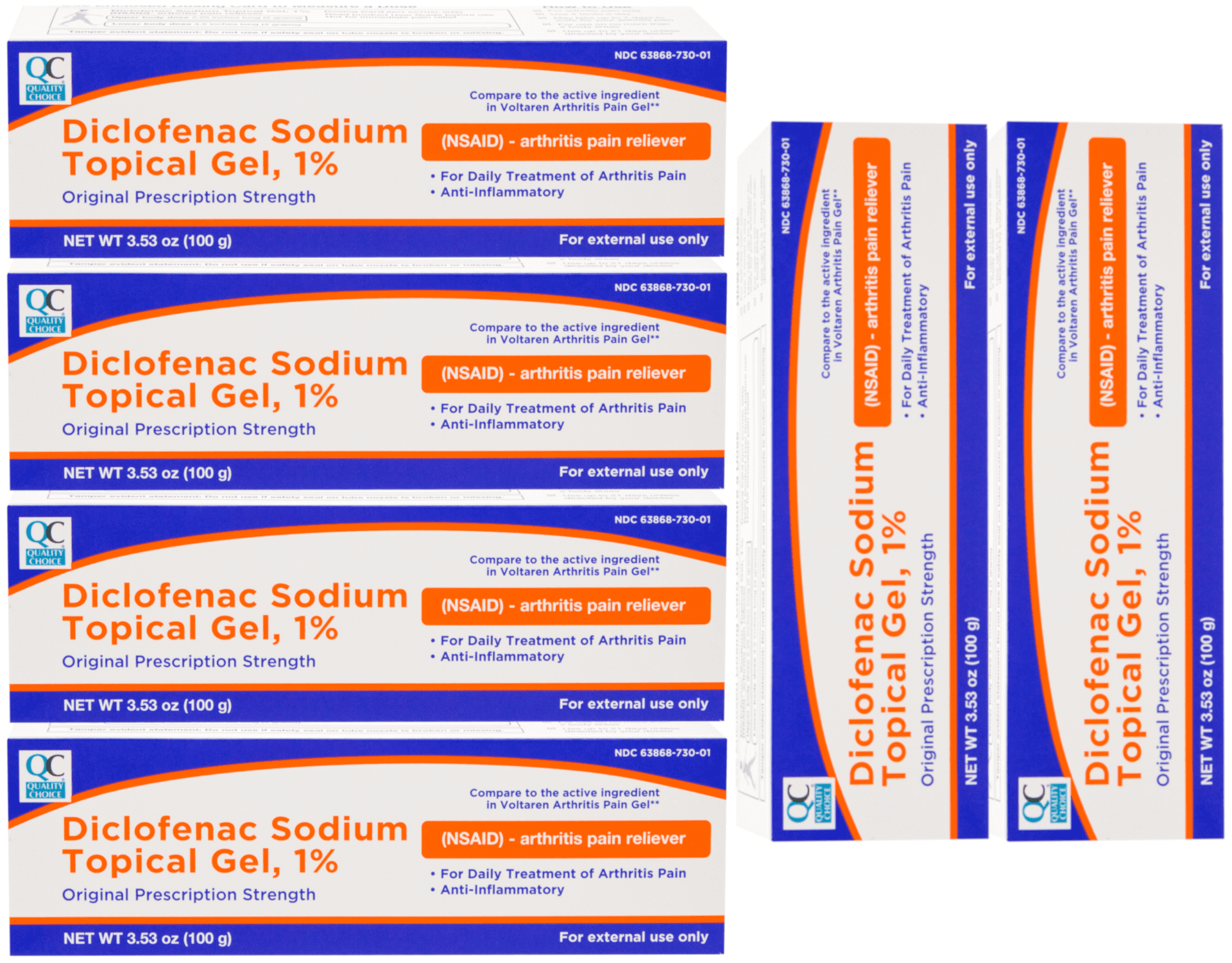 6 Pack QC Diclofenac Sodium Topical Gel Treatment for Arthritis Pain 3.