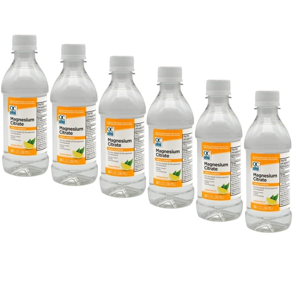 6 Pack - Quality Choice Magnesium Citrate Liquid Laxative - Constipation Relief Oral Solution - Lemon Flavor 10oz Each