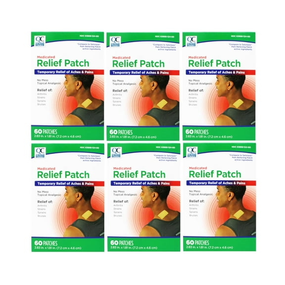 6 Pack -Quality Choice Medicated Relief Patch, Temporary Relief of Aches & Pains 60 Patches