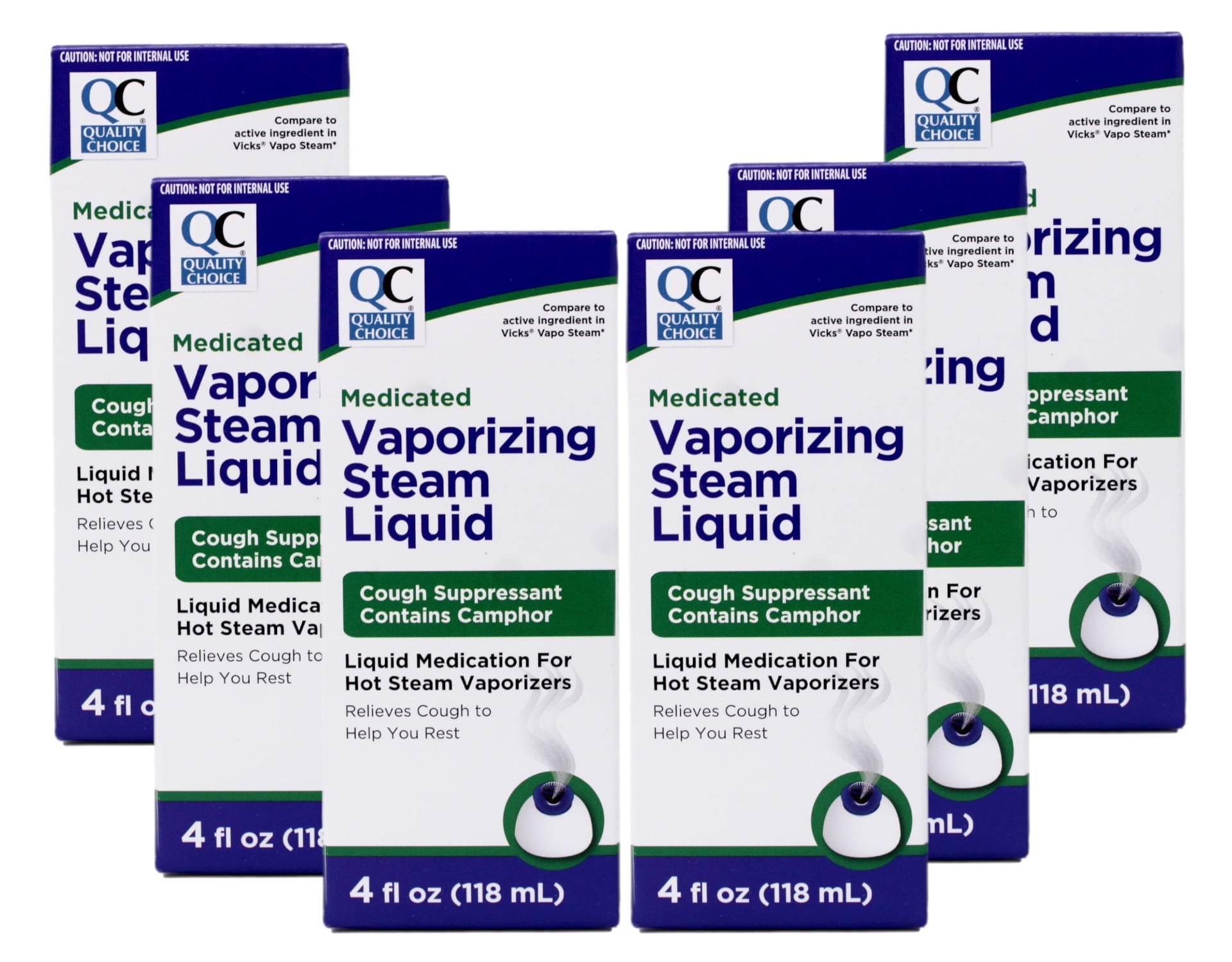 6 Pack Quality Choice Medicated Vaporizing Steam Liquid, 4 Ounces each