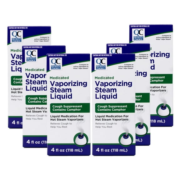 6 Pack Quality Choice Medicated Vaporizing Steam Liquid, 4 Ounces each