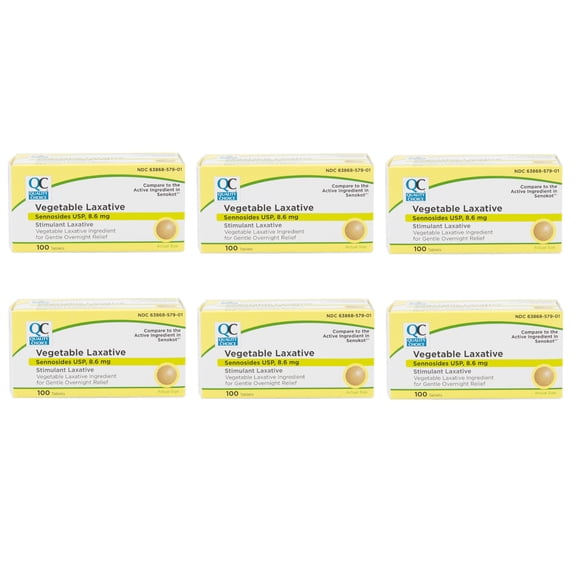 6 Pack Quality Choice Sennosides Natural Vegetable Laxative 100 Tablets Each