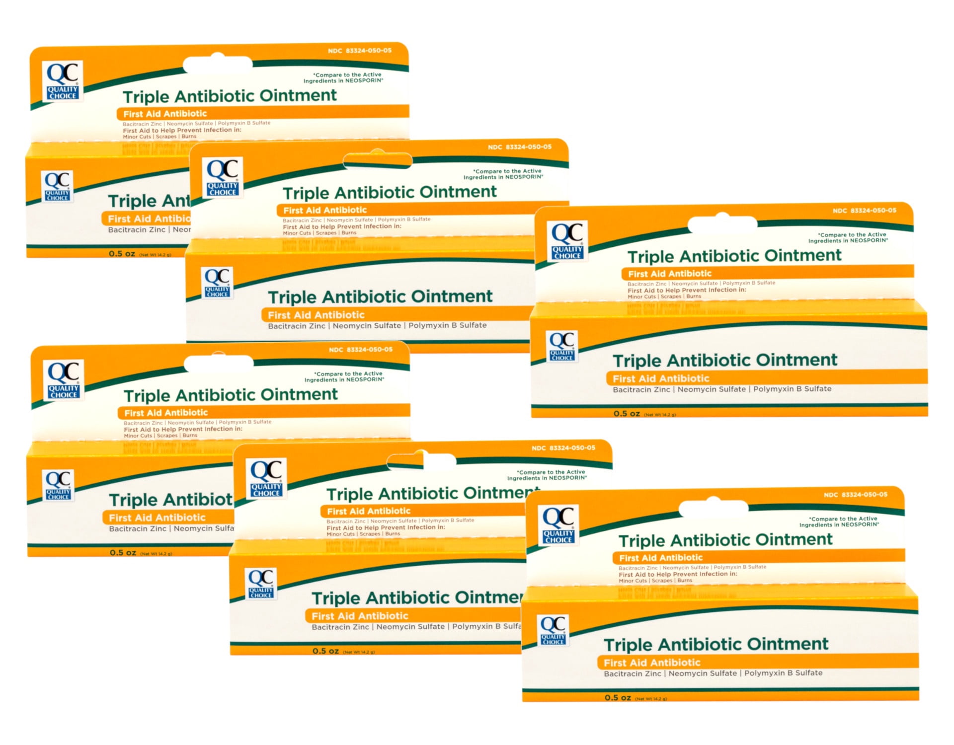 6 Pack - Quality Choice Triple Antibiotic Ointment, First Aid to Help Prevent Infection in Minor Cuts, Scrapes, Burns, 0.5 OZ